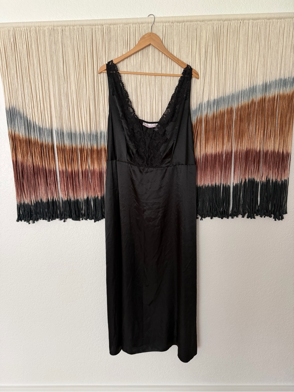 Elegant Black Lace-Trim Slip Dress